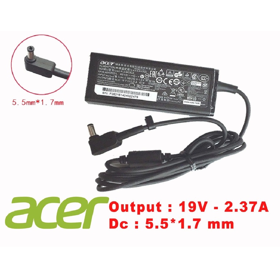 Adaptor Charger Laptop Acer  Aspire ES 14 ES1-420 ES1-421 ES1-432 19V 2.37A DC5.5 x 1.7mm