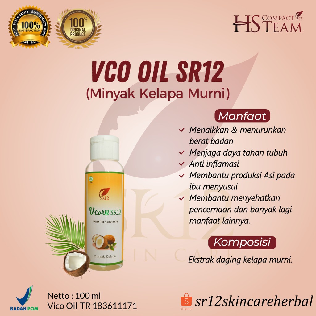 Vco Oil Sr12 100ml Minyak Kelapa Murni Vco Meningkatkan Imun Tubuh Indonesia