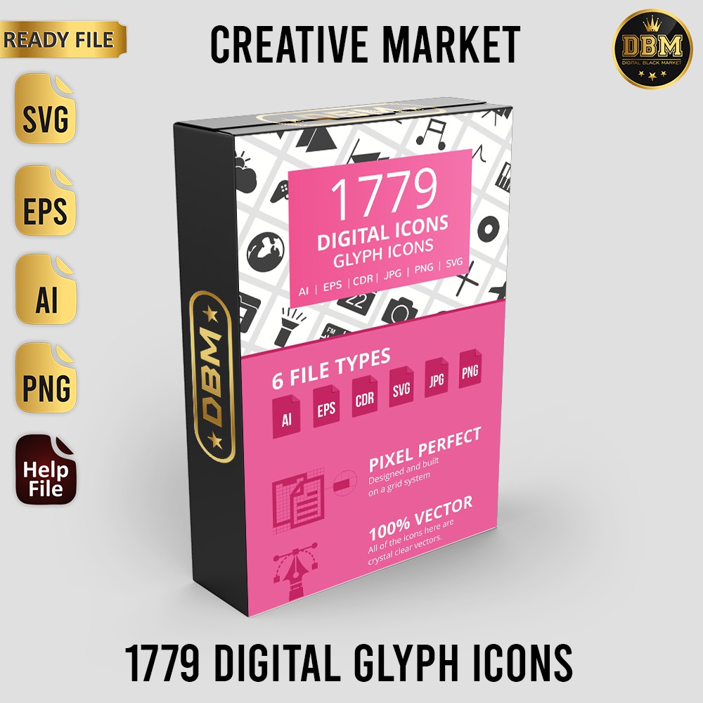 1779 Digital Glyph Icons - Vector Designs