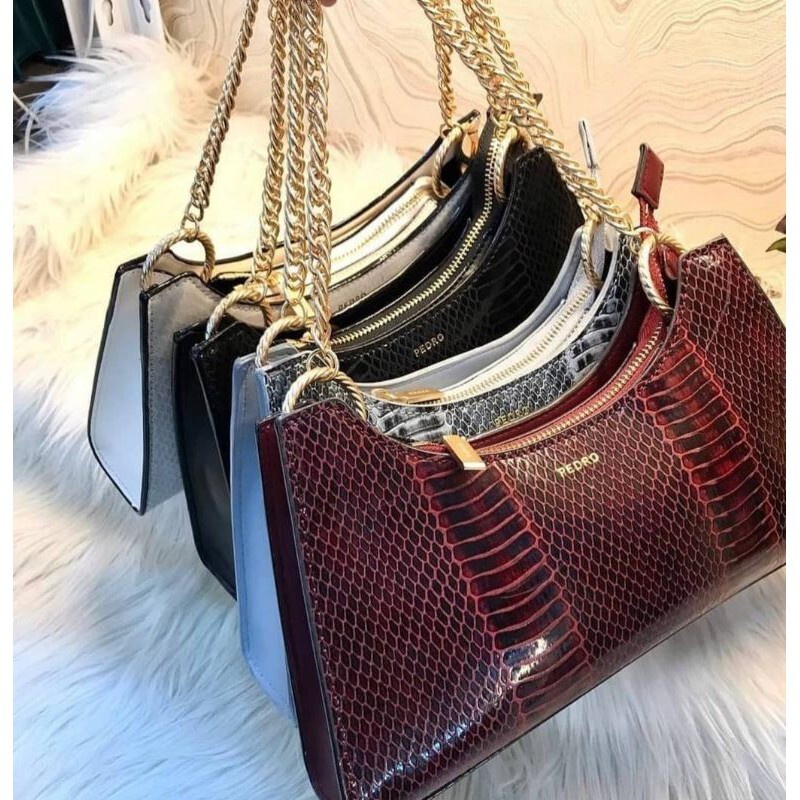 TAS PEDRO BAG SHOULDER HOBO SNAKE EFFECT SLING BAG - TAS PEDRO HOBO LISA SNAKE EFFECT