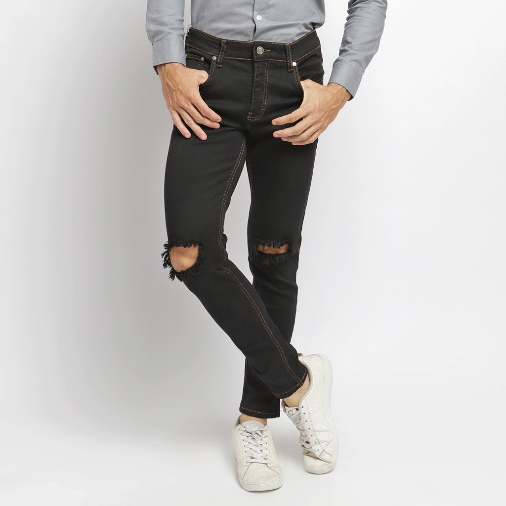 Jual VENGOZ Celana Jeans Skinny Pria Premium Black Ripped Shopee