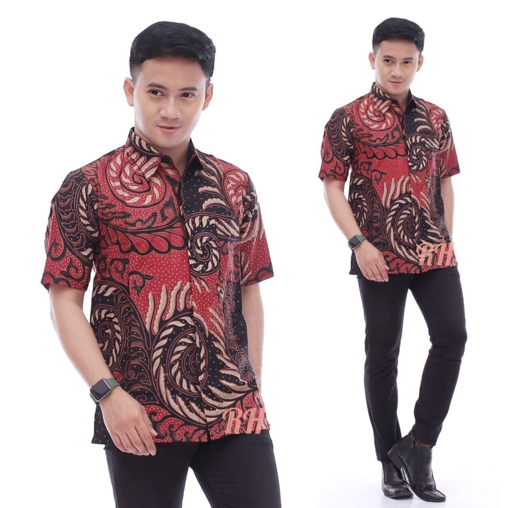 batik couple keluarga ori ndoro jowi dnt motif valvet merah-HEM