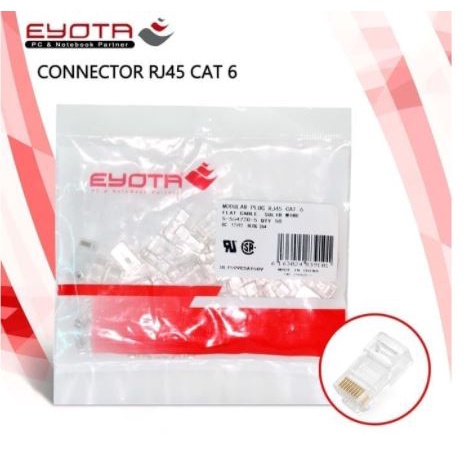 Konektor modular plug rj45 eyota cat 6 utp 50pcs gigabit - Connector lan rj-45 network cat6