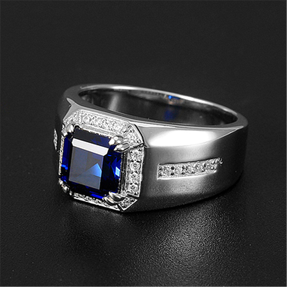 Cincin Berlian Zamrud Platinum Safir Perak Fashion Pria Wanita Kristal Rings