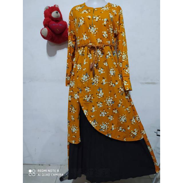 Gamis bunga plisket