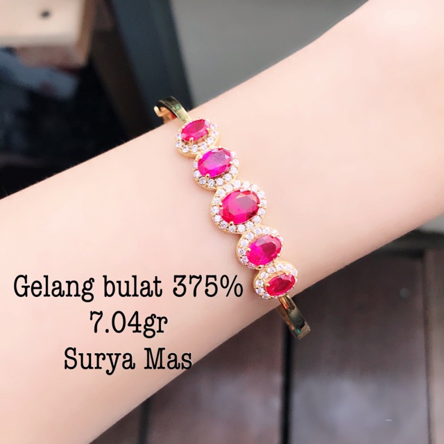 Gelang bulat mata merah emas 375%