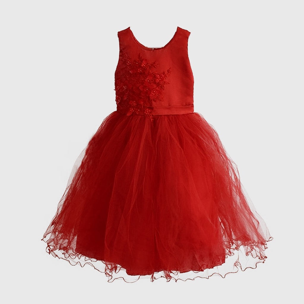 Lily Dress Anak Perempuan Satin Lace Tutu Bunga Elegan (1650)