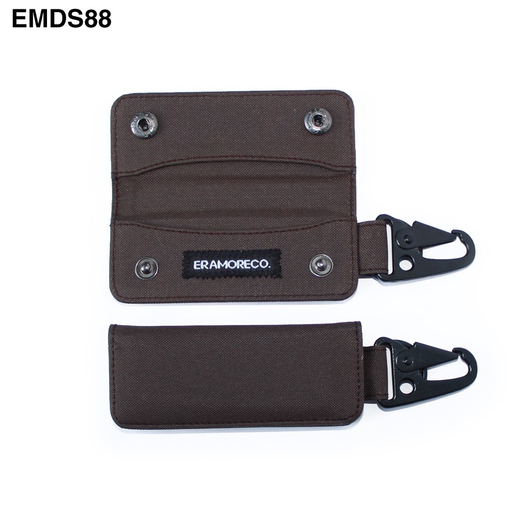 DOMPET STNK MOTOR MOBIL GANTUNGAN KUNCI CARABINER COKLAT EMDS88