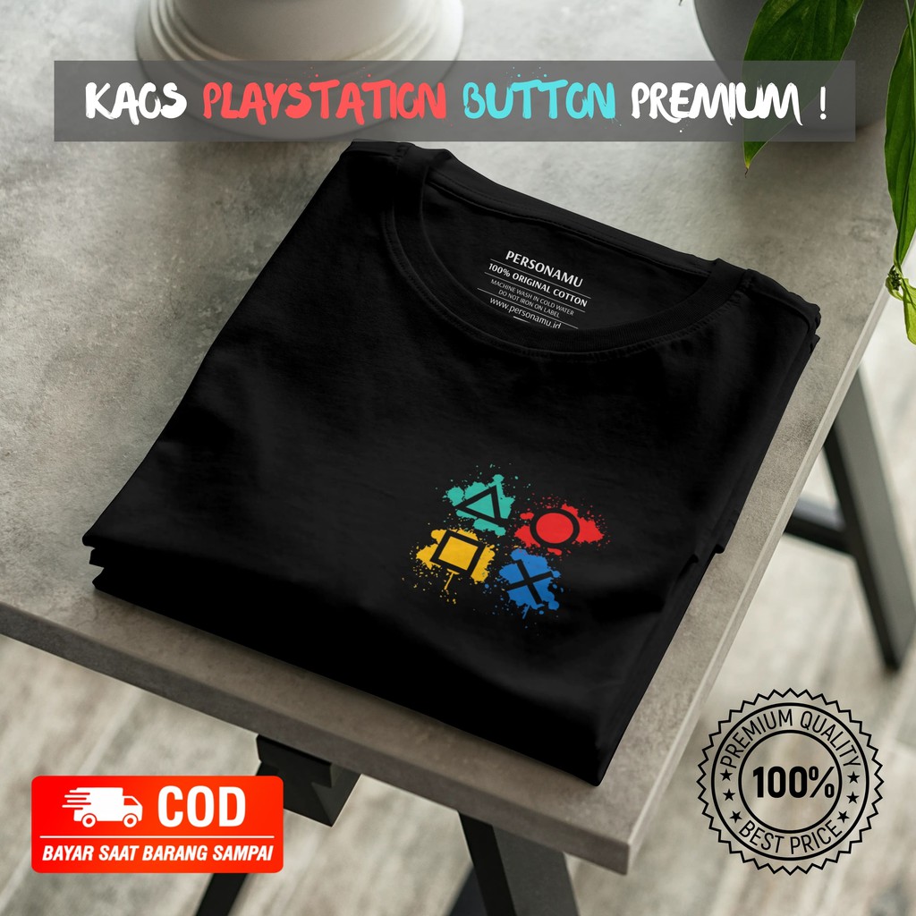 Kaos Colorful Playstation Button - Baju Seri Game
