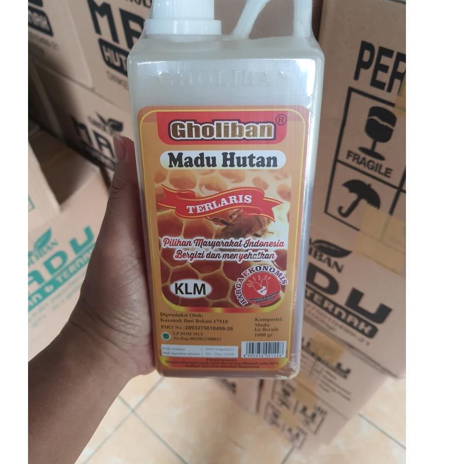 

(PROMO DAL97) Madu KLM Gholiban Kalimantan 1 kg / 1kg Original Botol Timbul Tulisan Gholiban ✥