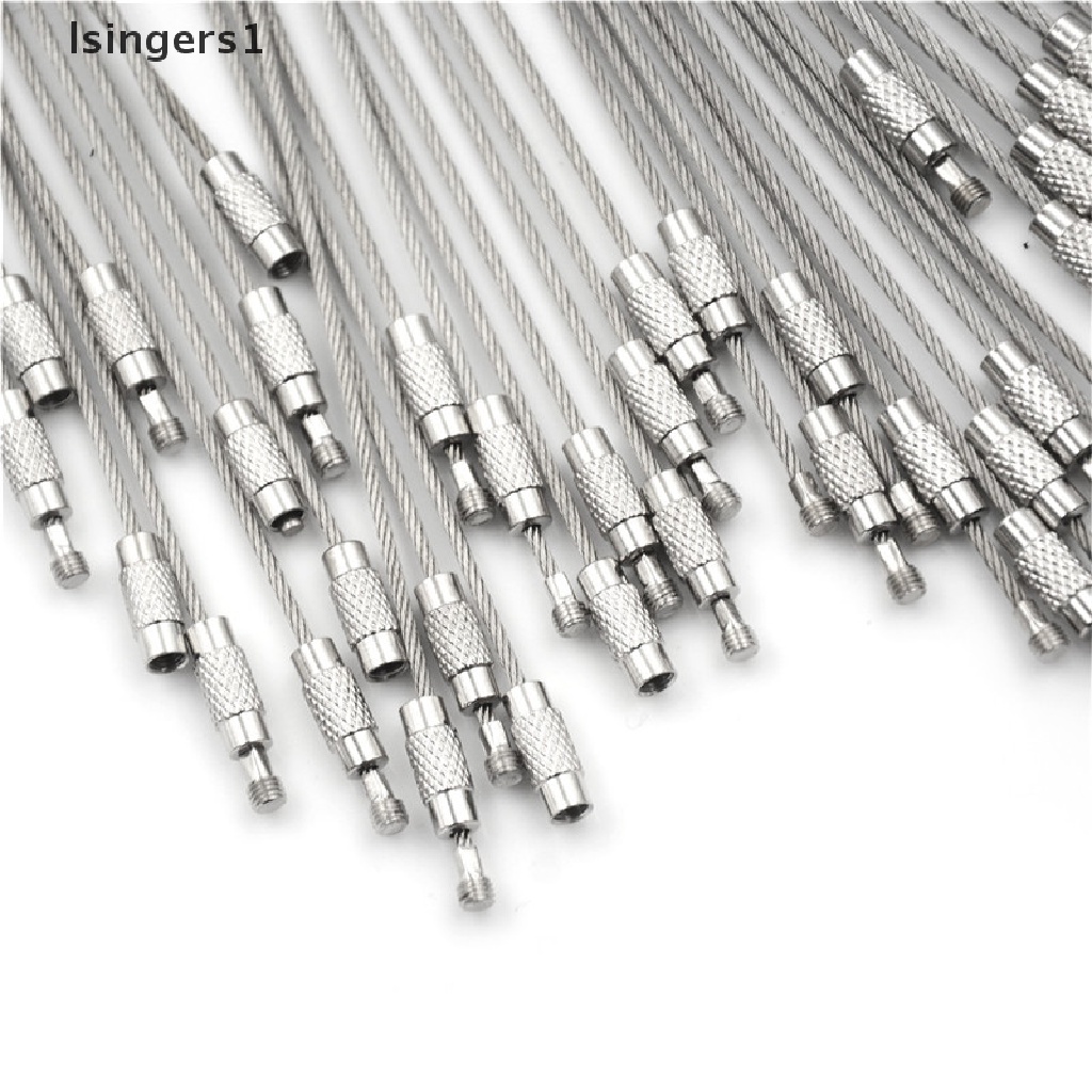 (lsingers1) 10pcs Gantungan Kunci Kabel Bahan Stainless Steel Ukuran 10 / 15 / 20cm Untuk Hiking