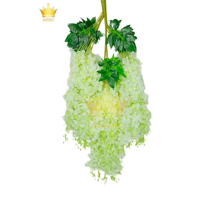 Bunga Wisteria Jumbo/1Lusin /Dekor/Artificial/ Gantung/Juntai - Putih 046