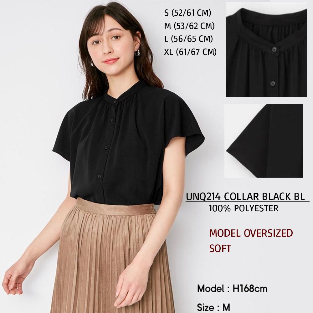 Blouse Wanita Oversized Lengan Pendek (UNQ214 COLLAR BLOUSE)-1