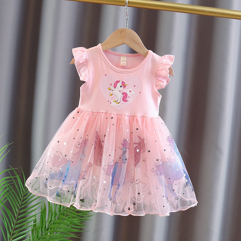 Gaun Dress Tutu Anak Perempuan 1 2 Tahun Bayi Perempuan 0 6 Bulan Unicorn Newborn Pesta Dress Korea - Dres Fashion baby korean Import premium Dress Anak Perempuan  Dress anak tutu mini gaun pesta anak bayi perempuan import GAUN BAYI PESTA-Pink