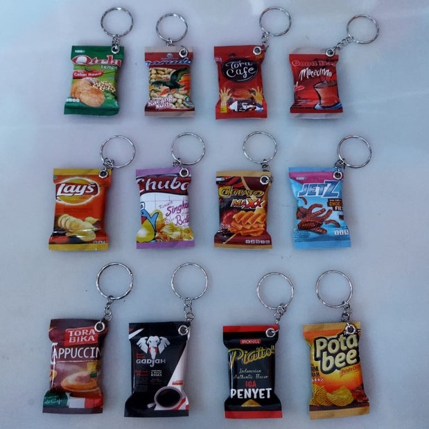 Ganci gantungan kunci souvenir miniature snack murah bisa satuan grosir termurah gratis ongkir se indonesia