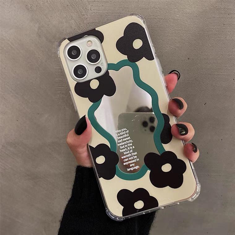 [TPC] Mirror Phone Case COLOURFUL &amp; BLACK FLOWER IPHONE 6 6S 7 8 PLUS X XS MAX XR 11 12 13 PRO MAX Casing Cermin HP IP027