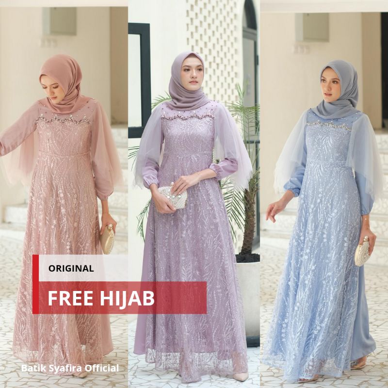 Luna Dress Premium Quality • Gamis Pesta Brukat • Original By Batik Syafira