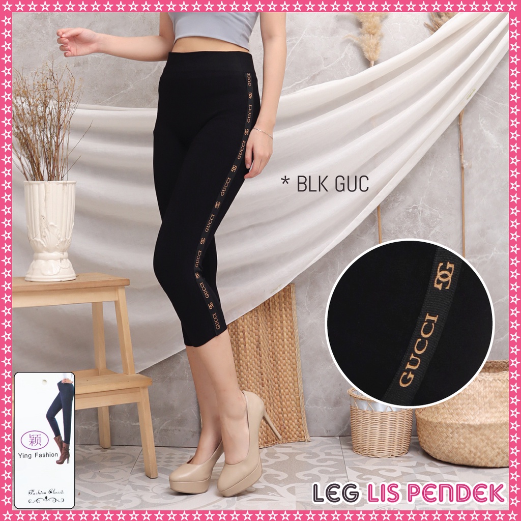 Legging Lis Pendek Wanita / Legging List Pendek import wanita / legging fashion wanita-Lis 7/8 - BLK GUC