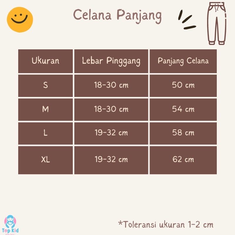 Top Kid Celana Panjang Anak Usia 2-6 Tahun Bahan Baby Terry 017