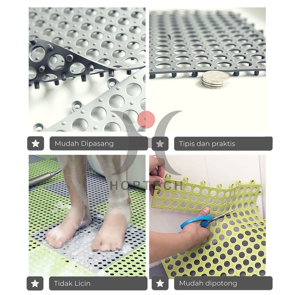 KARPET KAMAR MANDI PUTIH  ANTI SLIP KESET LANTAI TOILET ANTI LICIN MAT LANTAI 30X30CM