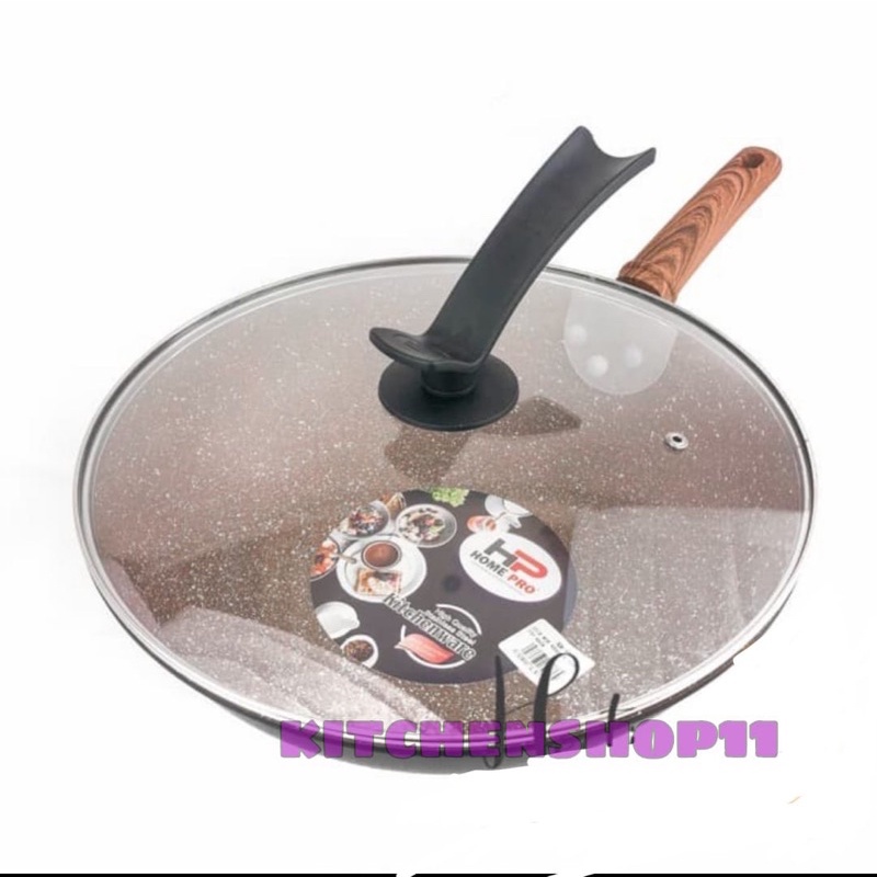 Stir wok pan ceramic premium / wajan anti lengket keramik 32 cm + tutup kaca