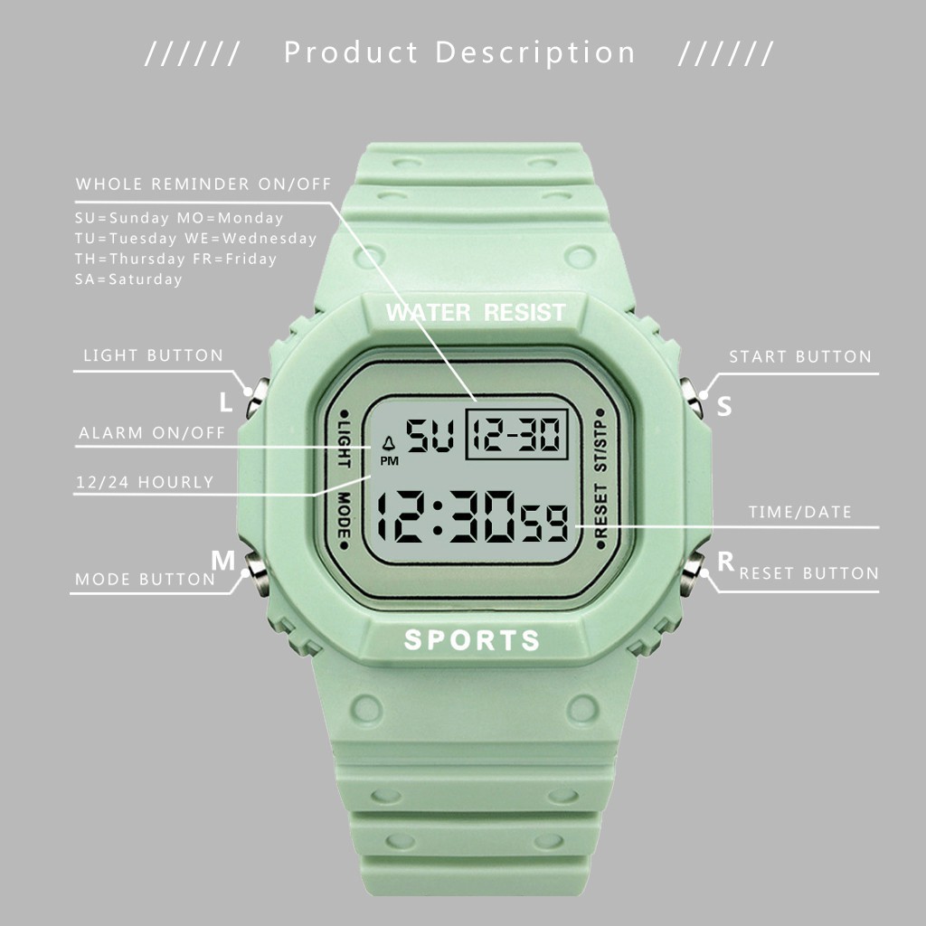 Jam Tangan Wanita Fashion Korea Style Digital Sport Jam Tangan Strap Rubber Untuk Wanita