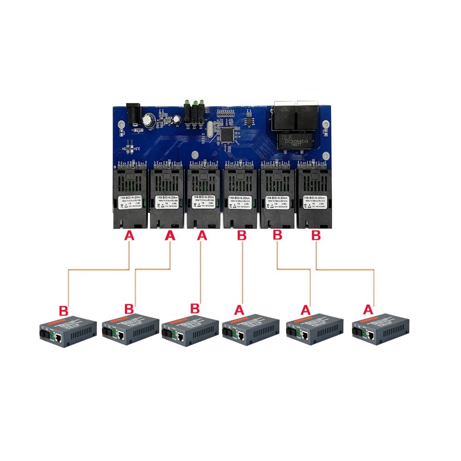FO - PCB Board 2 RJ45 6 SC FO Ethernet Converter Bonus Adaptor