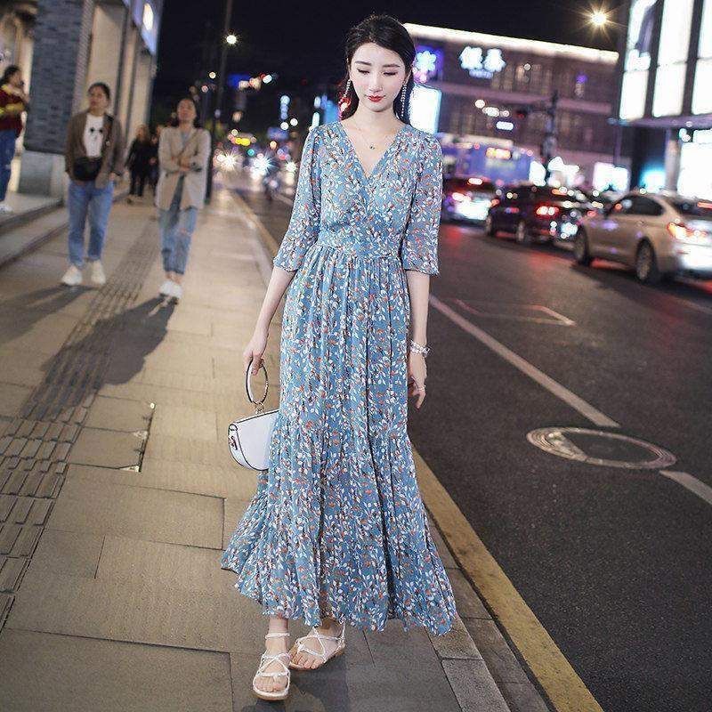 dress import korean style / dress bunga flower floral garden import / dress korea bangkok / midi dre