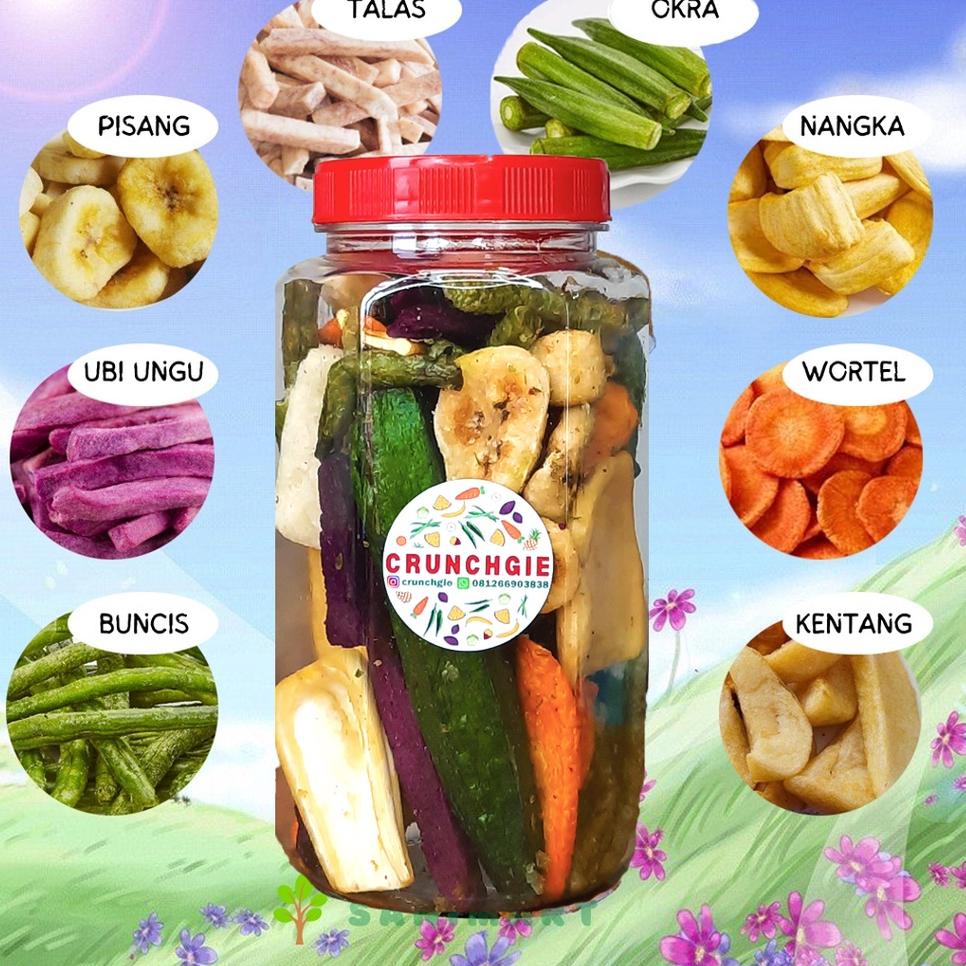 

[Art. 292] Crunchy Veggie Snack ASMR Keripik Sayur Keripik Buah Sayur Krispi Cemilan Diet Snack Sehat Snack Diet 300ml 700ml 1000ml 1L