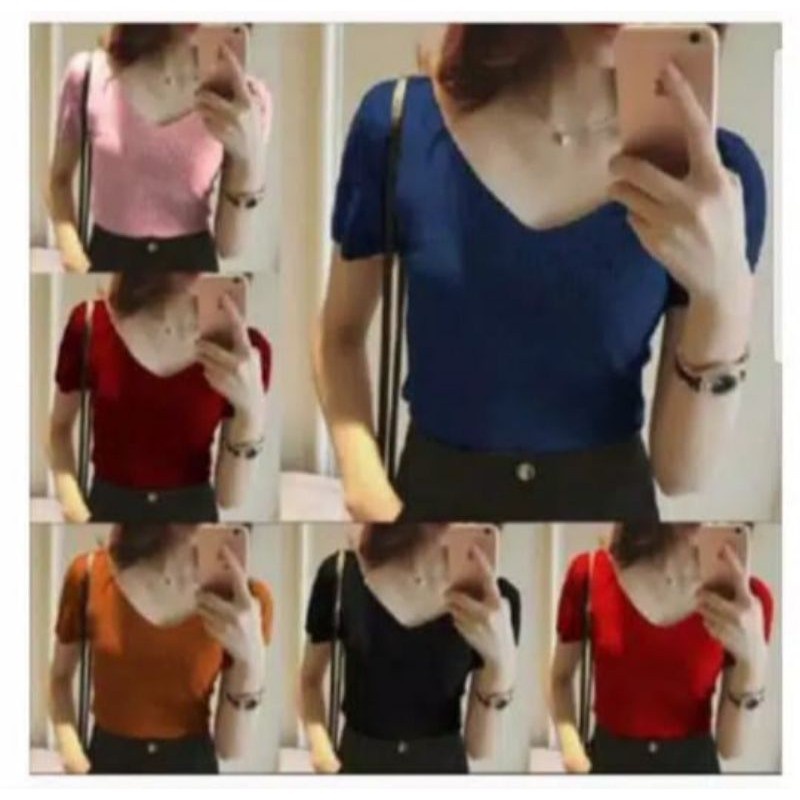 FX SHOP VIRIA / VNECK RAJUT / V NECK LENGAN PENDEK READY