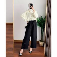 Celana Highwaist Kulot Crinkle Wanita Loose Cullote Pants Premium