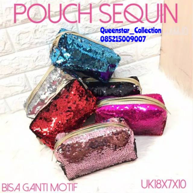 

Pouch Sequin Kosmetik / Tempat Pensil Sequin