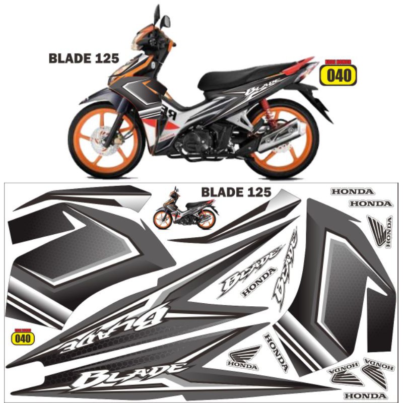 sticker sticker striping motor honda Blade 125 semifull variasi grafis variasi 1