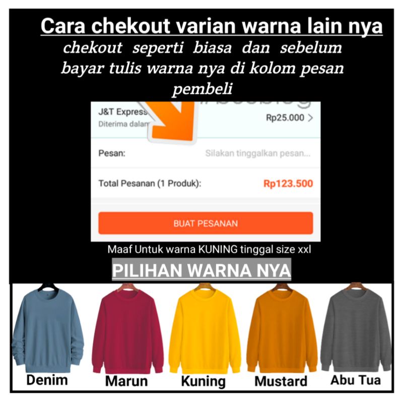 Sweater Polos Wanita Crewneck 15 Warna M L XL XXL