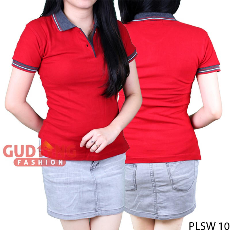 Kaos Kerah Polo Shirt Wanita, Lengan Pendek Kombinasi, 100% Cotton Pique / Premium Quality (COMB)