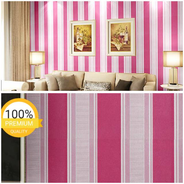  Wallpaper Stiker Dinding Motif Garis Warna Merah Muda 