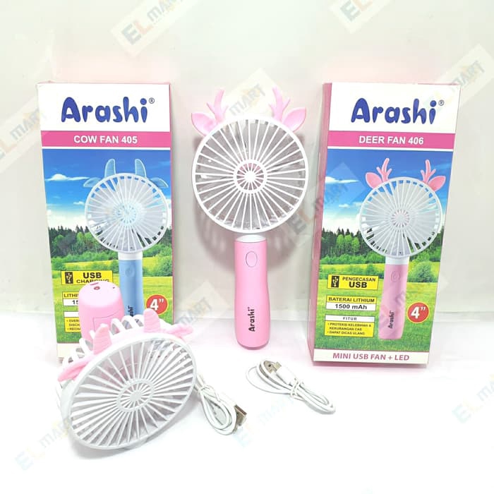 ARASHI Deer Fan  Kipas angin mini portable lipat 4 inch 406