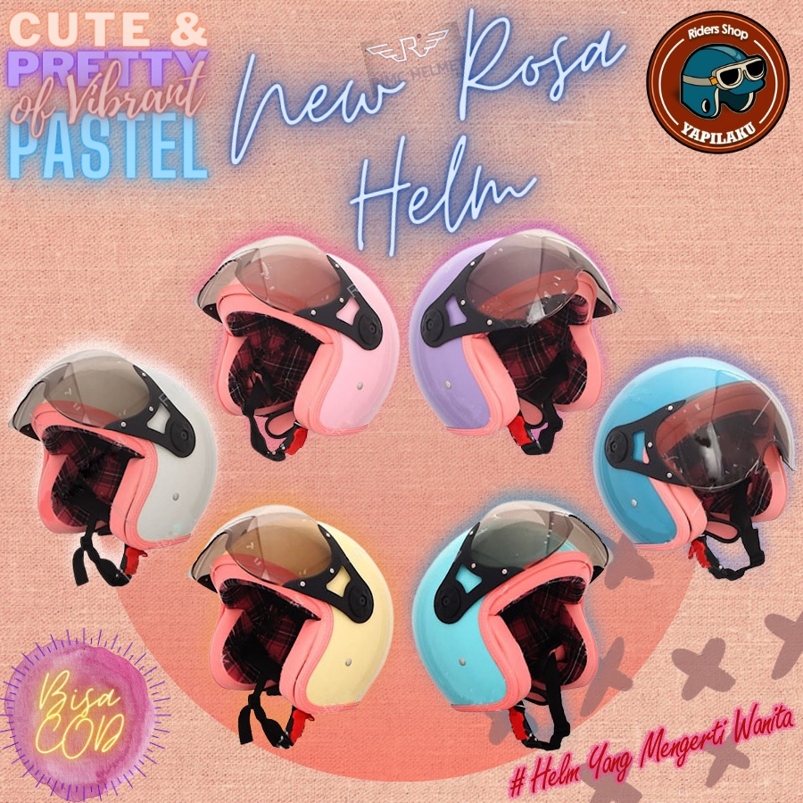 Helm helem motor half face bogo retro RIMC New sada rosa pastel series klasik clasic classic origina