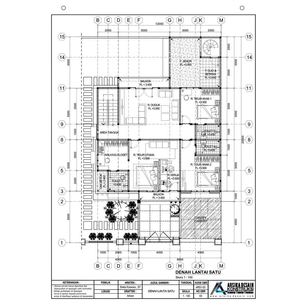 Jual DESAIN RUMAH TINGKAT UK 12 X 20 M KODE 2 284A ARSIKA DESAIN Indonesia Shopee Indonesia