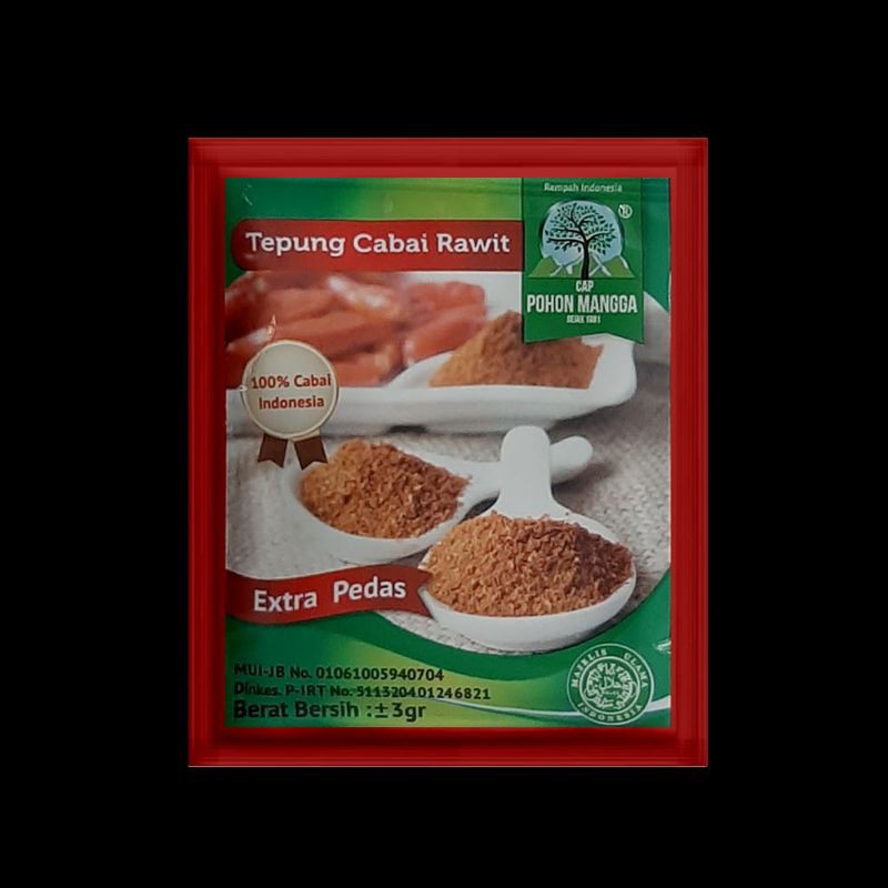 

Bumbu Cabe Rawit Serbuk Cap Pohon Mangga 3g frozenfood