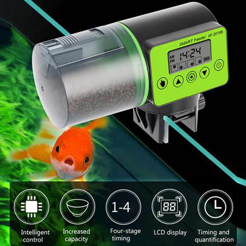 Smart Aquarium Automatic Fish Feeder with LCD Display - AF2019B - Mesin Pemberi Makan Ikan Otomatis