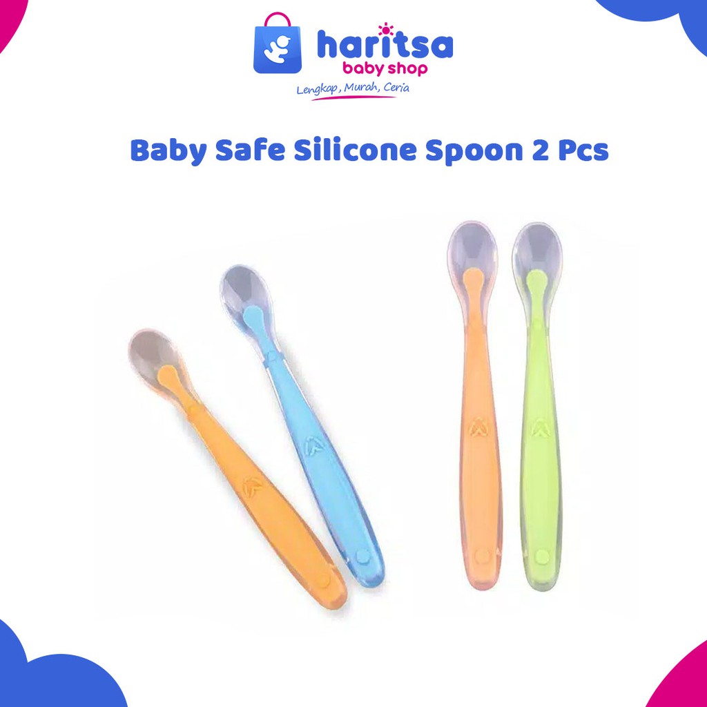 Baby Safe Silicone Soft Spoon Sendok Bayi Silikon Sendok Bayi Kenyal SC009 Isi 2 Sendok