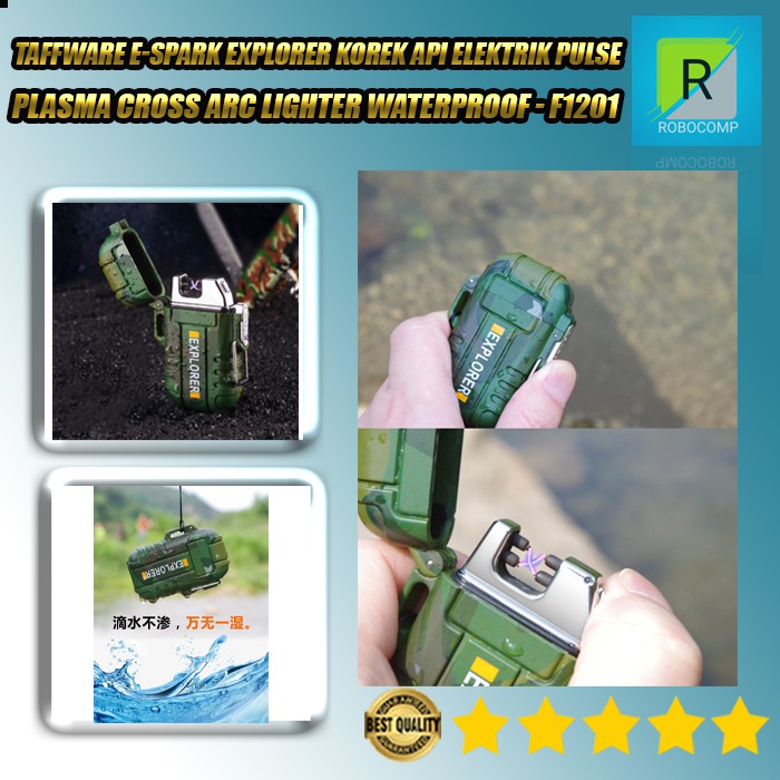 Korek Api Elektrik Pulse Plasma Cross Arc Lighter Waterproof - F1201