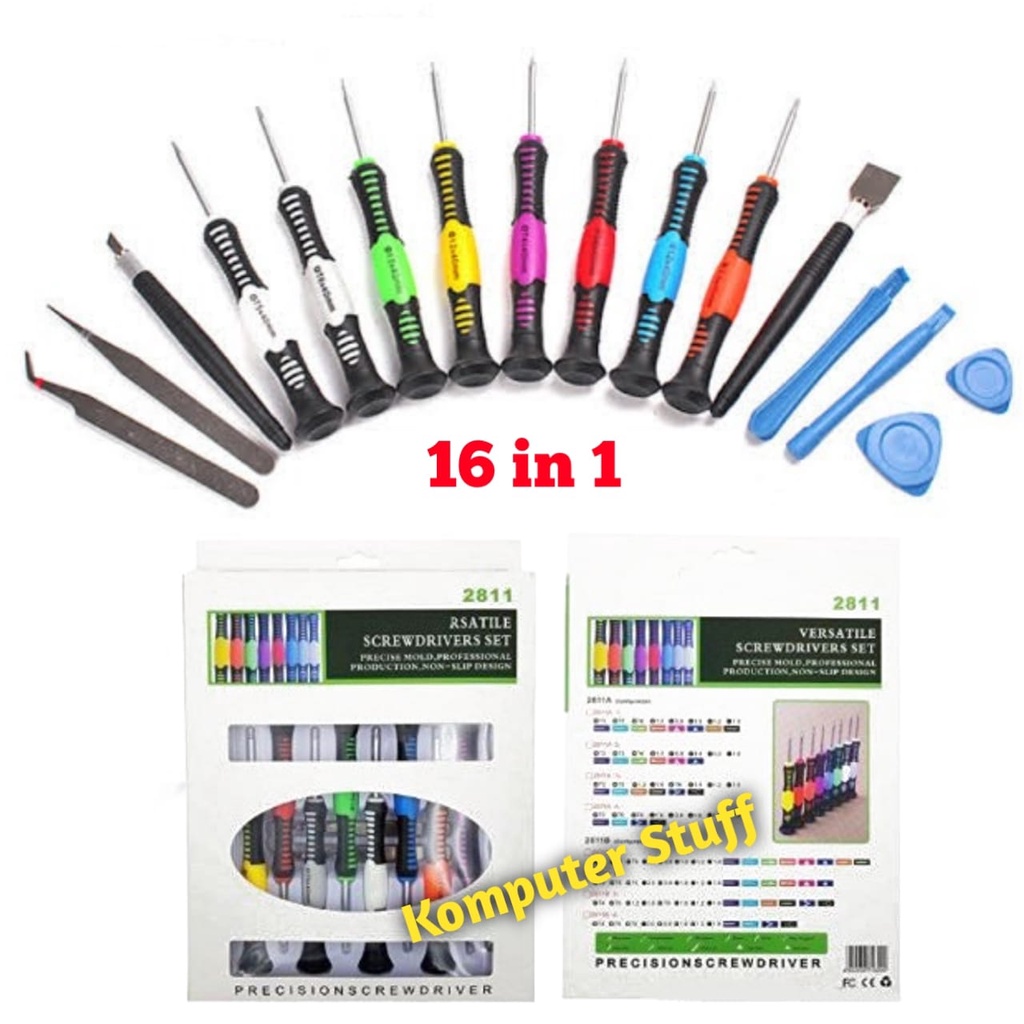 Obeng Reparasi 16 In 1 Obeng  Set Tools Multifungsi Service Hp, Elektronik  Screwdriver - 2811