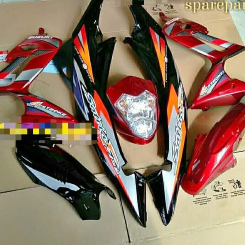 Full Body Halus Suzuki Satria Fu Thailand (CBU) Warna Merah Hitam dan sticker