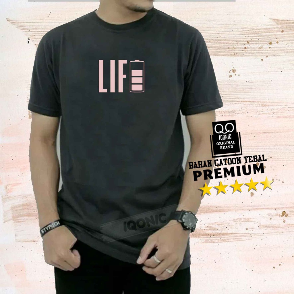 Brother Store Kaos Distro Pria - KAOS COWOK -  LIFE BAT Text Silver Premium