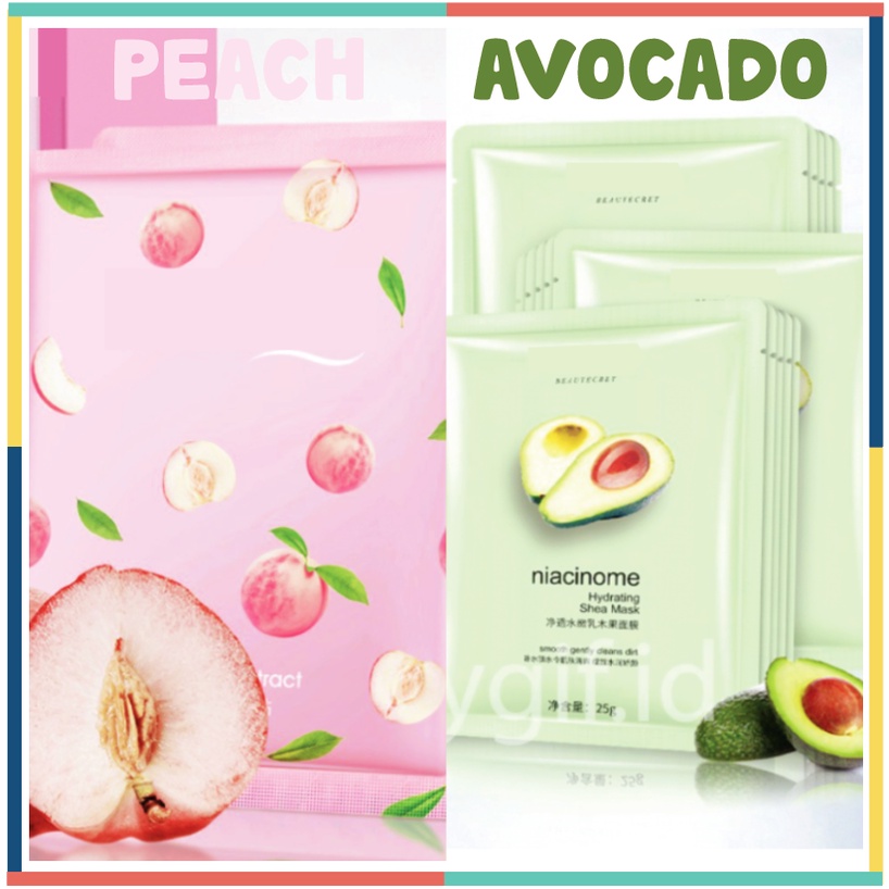 Masker Wajah Peach Avocado Sheet Mask BQ004 BQ014