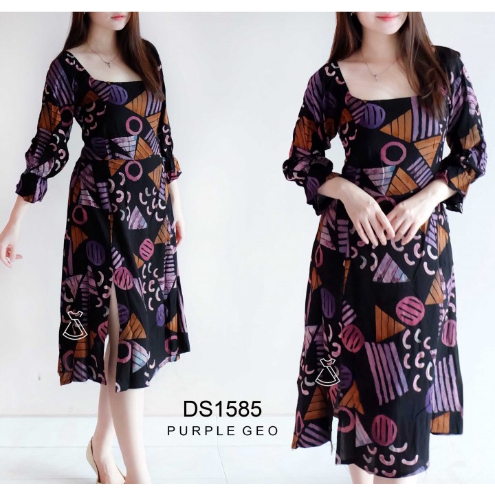 DS1585 - Dress Rayon Korean Look Dress Midi Casual