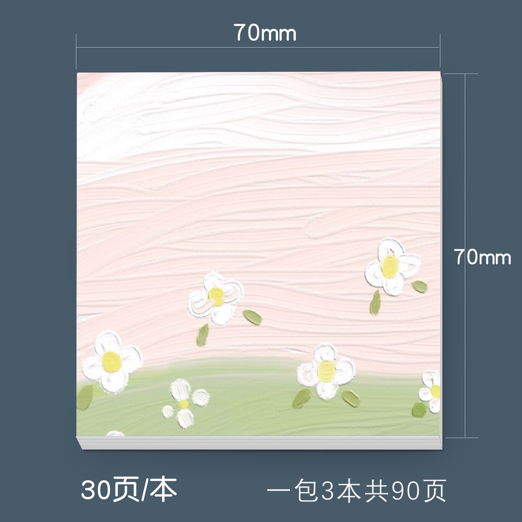 3pcs/set Beautiful Oil Painting Style Landscape Pattern Tearable Memo Sticky Note for Student