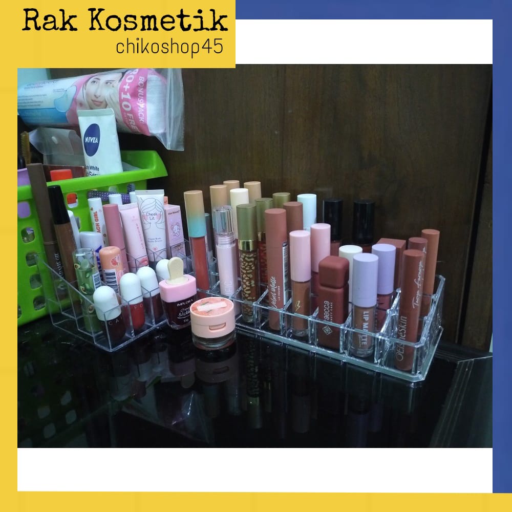 ACRYLIC LIPSTIK ORGANIZER 24 KOTAK /AKRILIK MAKEUP WADAH LIPSTIK LENGKAP